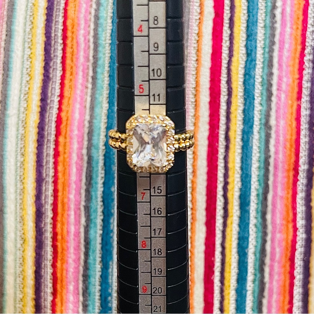 Emerald Cut CZ Engagement Style Ring 18K Gold Filled | Size 6 - Picture 9 of 9